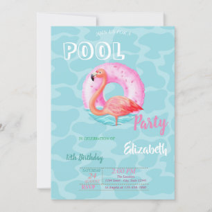 Pink Flamingos Pool Floating Sommer Geburtstagspar Einladung