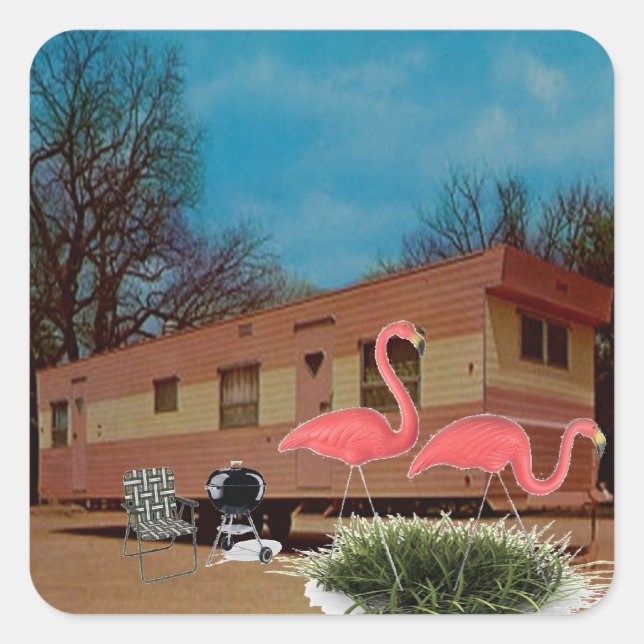 Pink Flamingos Quadratischer Aufkleber (Vorderseite)