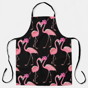 Pink Flamingos: Schwarzer Hintergrund Vintag Schürze