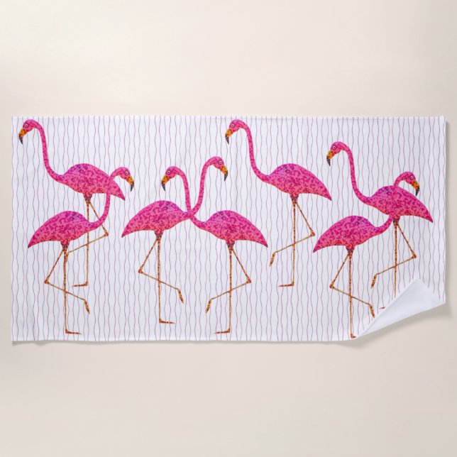 Pink Flamingos Strandtuch (Vorderseite)