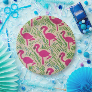 Pink Flamingos Tropical Pattern Paper Teller