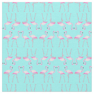 Pink Flamingos Turqouise Summer Beach Stoff