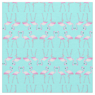 Pink Flamingos Turqouise Summer Beach Stoff