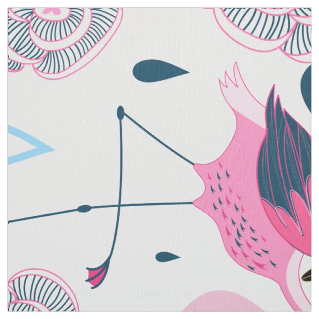 Pink Flamingos und Blume Muster Stoff (Muster)