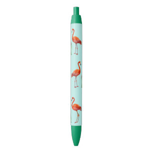 Pink Flamingos und Reed Pflanze auf Light Blue Kugelschreiber