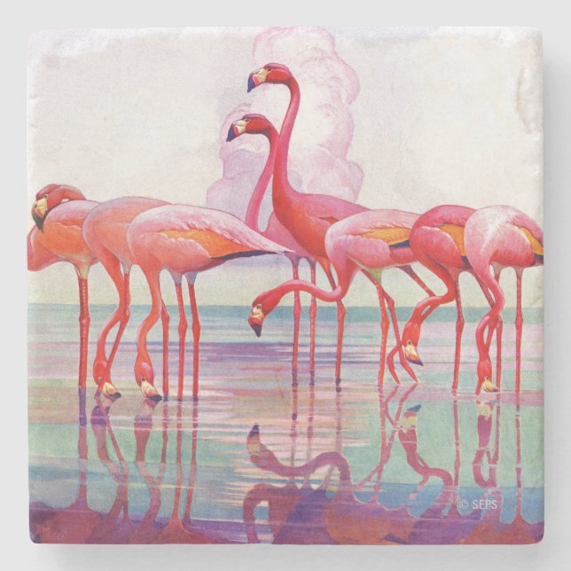 Pink Flamingos von Francis Lee Jaques Steinuntersetzer (Vorderseite)