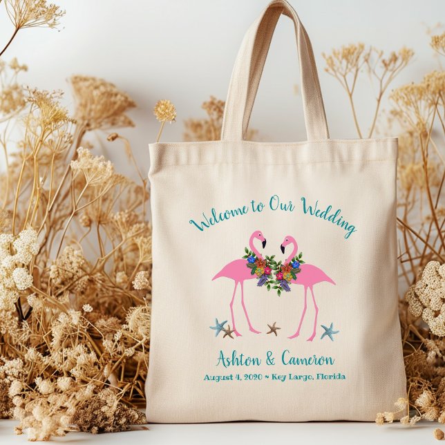 Pink Flamingos Wedding Welcome Bag Tragetasche (Von Creator hochgeladen)