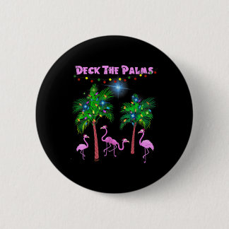 Pink Flamingos Weihnachtspalme Tropische Weihnacht Button