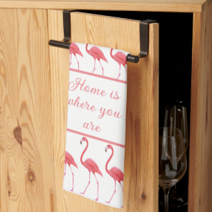 Pink flamingos Zuhause ist, wo Sie Küchentücher