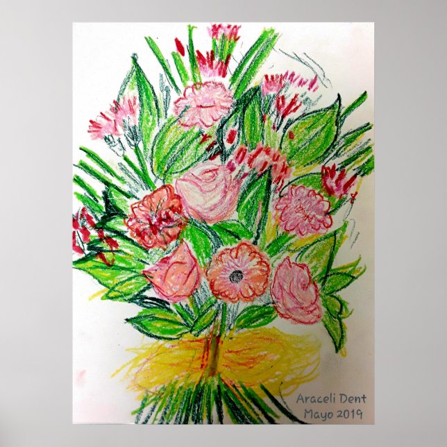 Pink Flat Bouquet Poster (Vorne)