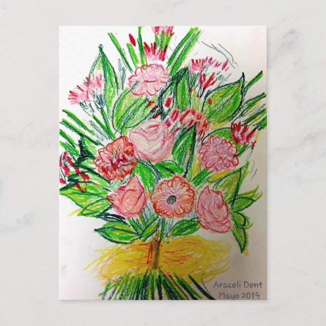Pink Flat Bouquet Poster Postkarte (Vorderseite)