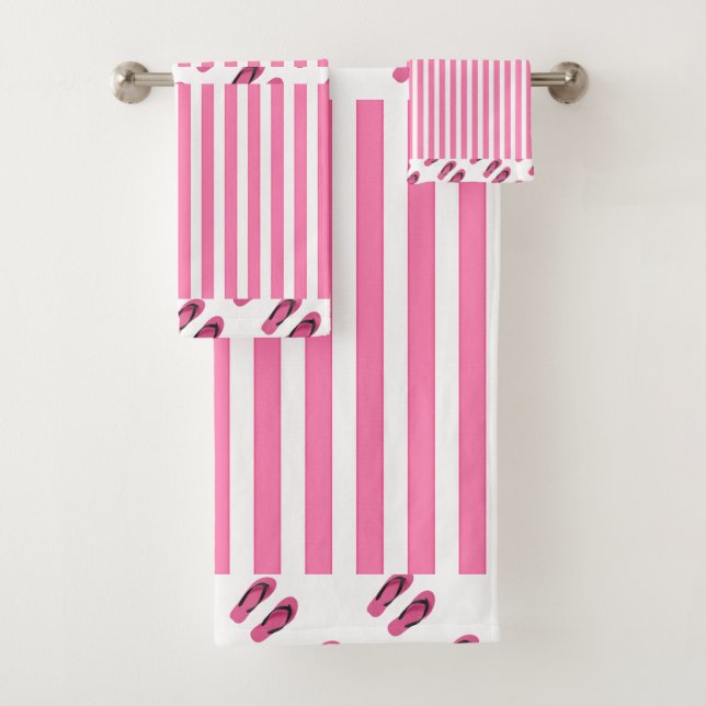 Pink Flip Flops Kids Weiß Badhandtuch Set (Insitu)