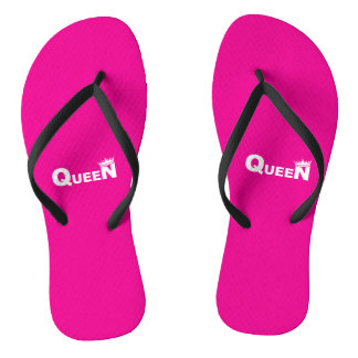 Pink flip-flops with 'Queen' – beach style Flip Flops