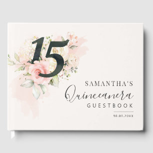 Pink Floral 15. Geburtstag Qunceanera Gästebuch