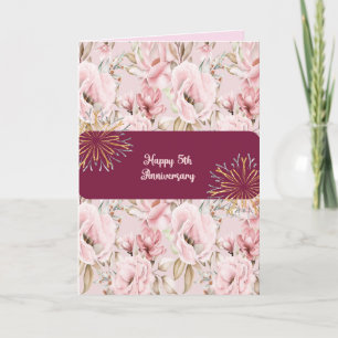 Pink Floral 5. Jubiläumskarte für den Ehemann Dankeskarte