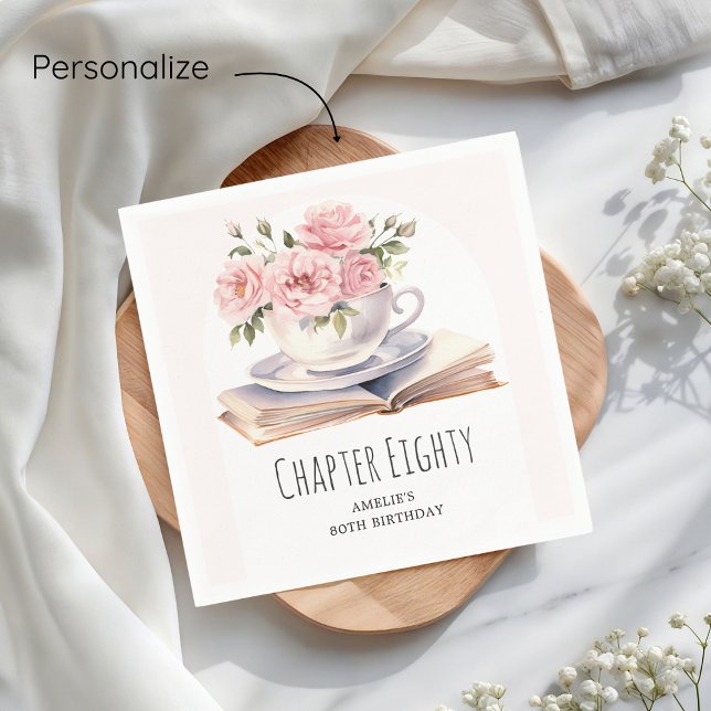 Pink Floral 80. Buch Thema Geburtstag Serviette (Von Creator hochgeladen)
