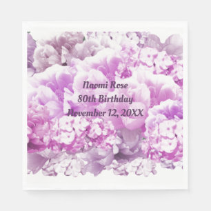 Pink Floral 80. Geburtstag Papier Napkins Serviette