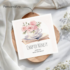 Pink Floral 90. Buch Thema Geburtstag Serviette