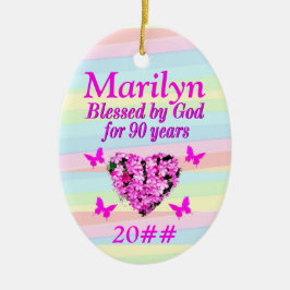 PINK FLORAL 90. GEBURTSTAGSBLESSINGS ORNAMENT