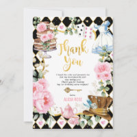 Pink Floral Alice im Wunderland Danke Karte
