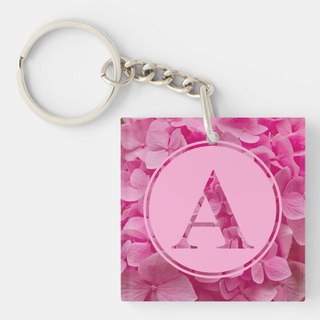 Pink Floral Alphabet Letter "A" und XO Schlüsselanhänger (Vorderseite)