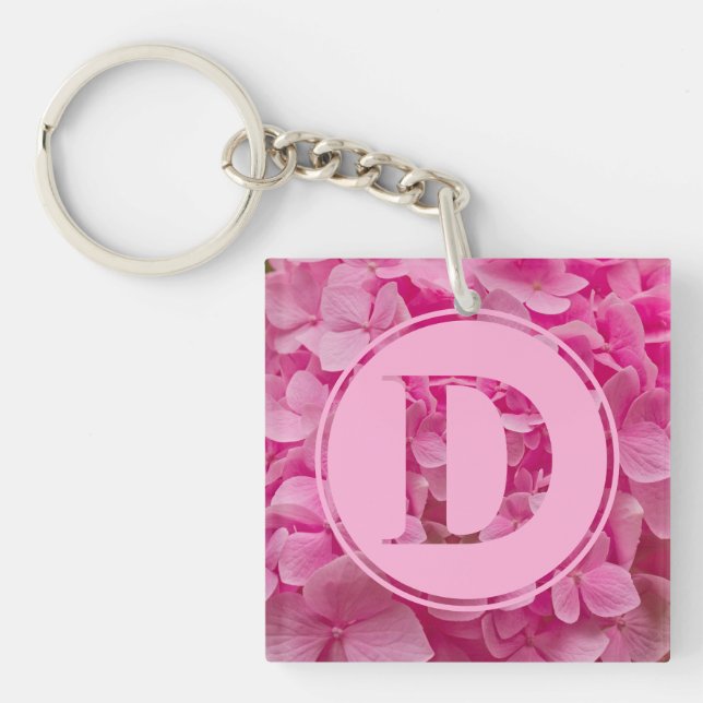 Pink Floral Alphabet Letter "D" und XO Schlüsselanhänger (Vorderseite)