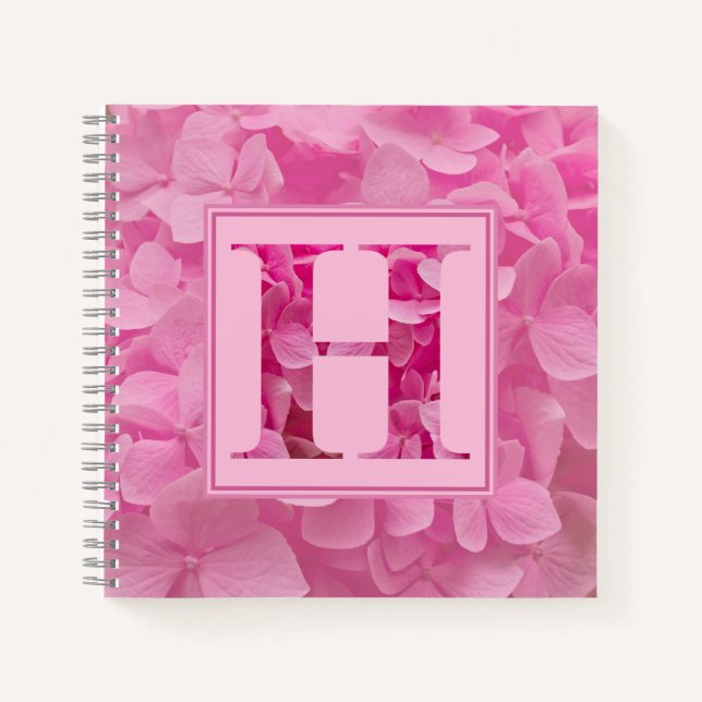 Pink Floral Alphabet Letter "H" Journal-Notebook Notizbuch (Vorderseite)