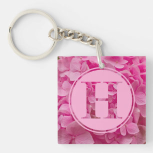 Pink Floral Alphabet Letter "H" und XO Schlüsselanhänger