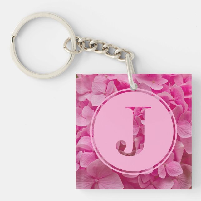 Pink Floral Alphabet Letter "J" und XO Schlüsselanhänger (Vorderseite)