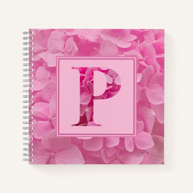 Pink Floral Alphabet Letter "P" Journal-Notebook Notizbuch (Vorderseite)