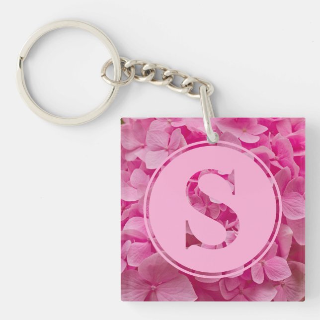 Pink Floral Alphabet Letter "S" und XO Schlüsselanhänger (Vorderseite)