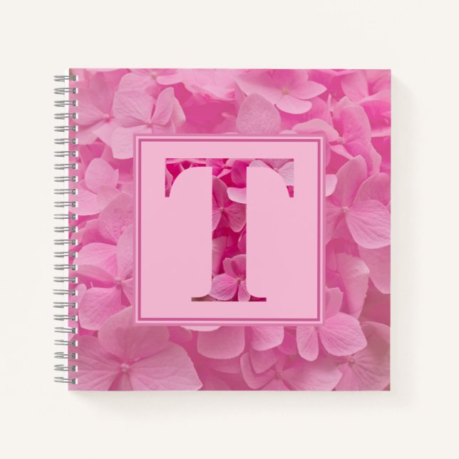 Pink Floral Alphabet Letter "T" Journal-Notebook Notizbuch (Vorderseite)