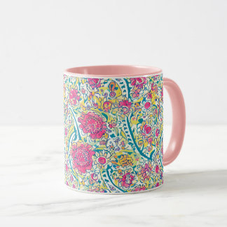 Pink Floral Arabisches Muster Tasse