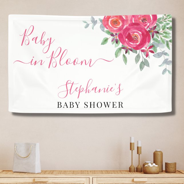 Pink Floral Baby Dusche Banner (Von Creator hochgeladen)