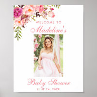 Pink Floral Baby Dusche Begrüßung Foto