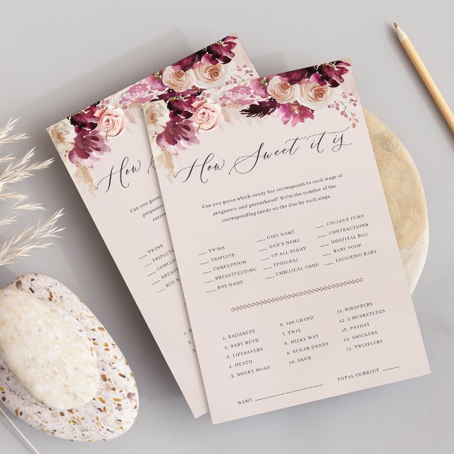 Pink Floral Baby Dusche Candy Guessing Game Sheet Flyer (Von Creator hochgeladen)