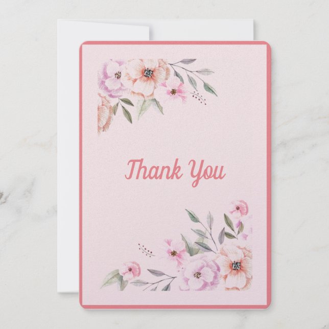 Pink Floral Baby Dusche Dankeskarte (Vorderseite)