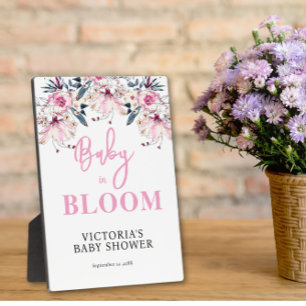 Pink Floral Baby Dusche Empfang Fotoplatte