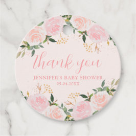 Pink Floral Baby Dusche Geschenkanhänger