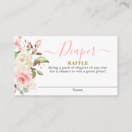 Pink Floral Baby Dusche Mädchen Diaper Raffekarte Begleitkarte