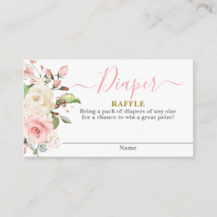 Pink Floral Baby Dusche Mädchen Diaper Raffekarte Begleitkarte