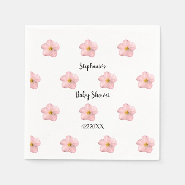 Pink Floral Baby Dusche Petunia Muster Künstlerisc Serviette (Vorderseite)