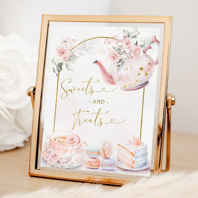 Pink Floral Baby Dusche Tee Party Süßigkeiten & Le Poster (Von Creator hochgeladen)