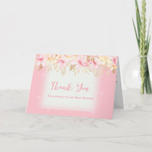 Pink Floral Baby Dusche Vielen Dank Hinweis Dankeskarte