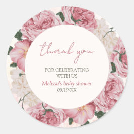 Pink Floral Baby Dusche Vielen Dank Sticker