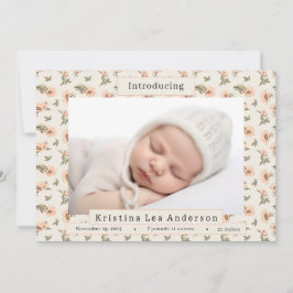 Pink Floral Baby Girl Geburtserklärung Einladung