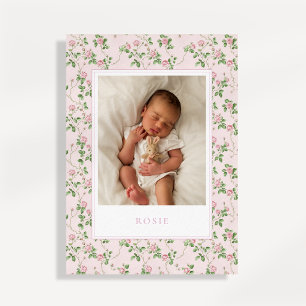 Pink Floral Baby Girl Geburtskarte Ankündigung
