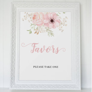 Pink Floral Baby Girl Lieblings Baby Duschzeichen Poster