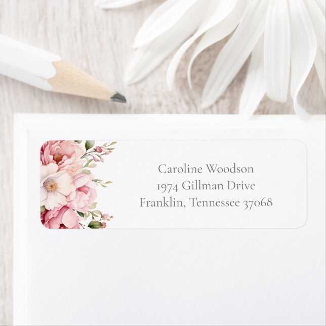 Pink Floral Baby in Bloom Baby Dusche Adresse (Insitu)