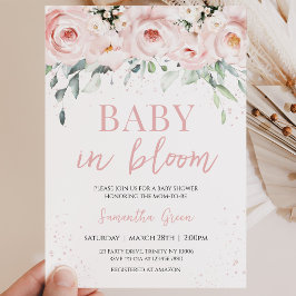 Pink Floral Baby in Bloom Baby Dusche Einladung